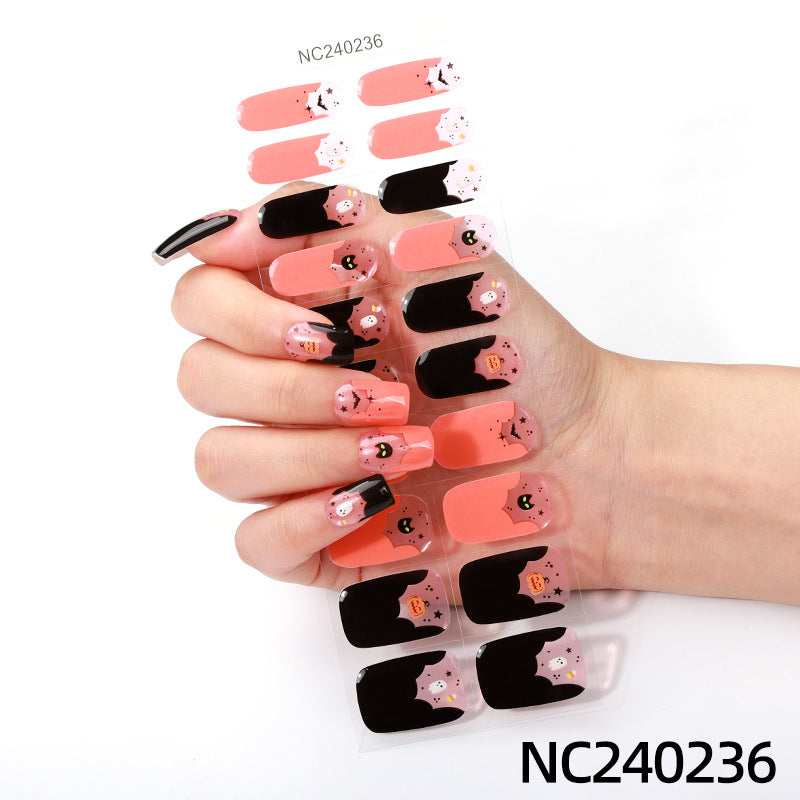 Zhengxiang halloween nail art stickers waterproof uv gel stickers fashion cross-border semi-baked nail stickers customized wholesale cute