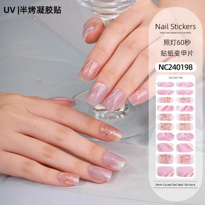 Zhengxiang custom gel nail art stickers french onion powder uv light hardening nail stickers semi-cured christmas wholesale
