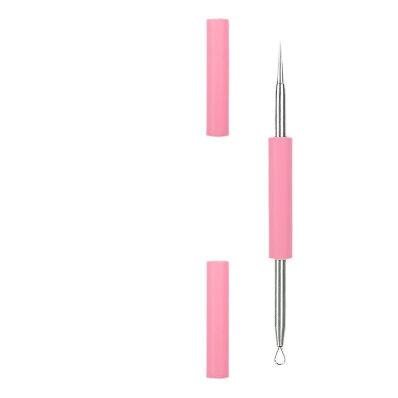 High-grade stainless steel portable silicone acne needle double-ended double-cap beauty squeeze acne blackhead needle acne needle acne needle
