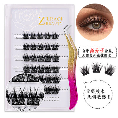36 clusters of glue-free false eyelashes suit european and american curling self-adhesive removable thick eyelashes tweezers eyelash set