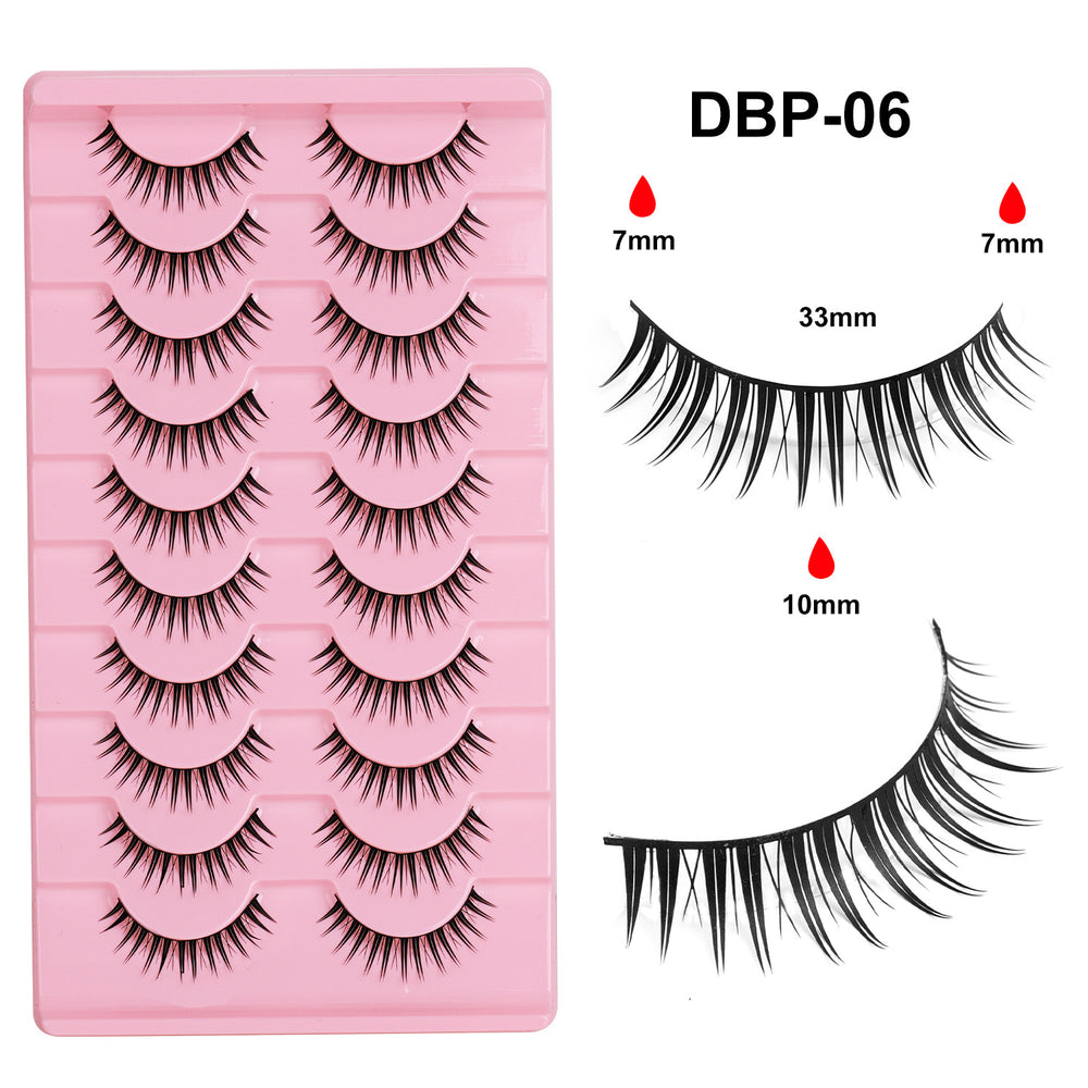 Pingdu 10 pairs of hard stem fake eyelashes, a whole strip of rabbit grandma's whole cluster of eyelashes, glue style, special for makeup artists