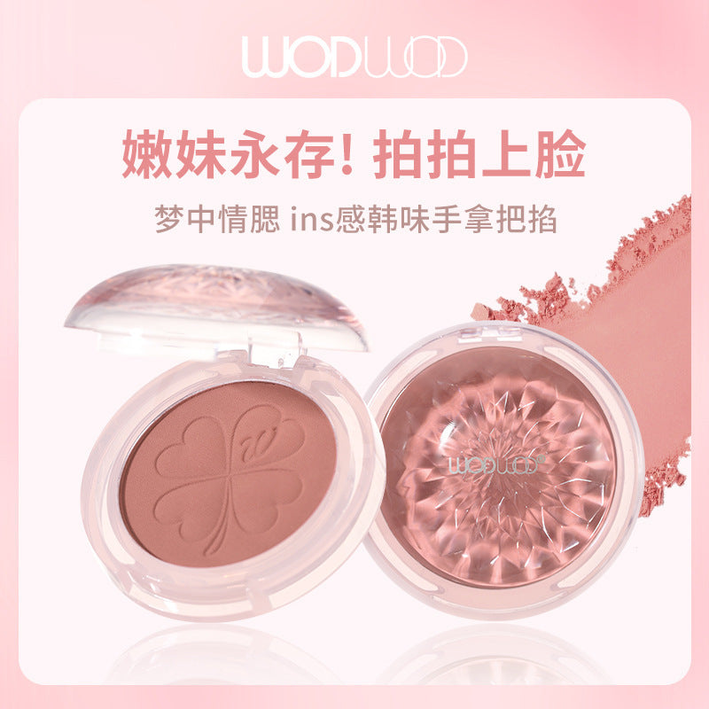 Wodwod crystal clear light embossed blush - natural nude makeup, brightening, matte contouring rouge