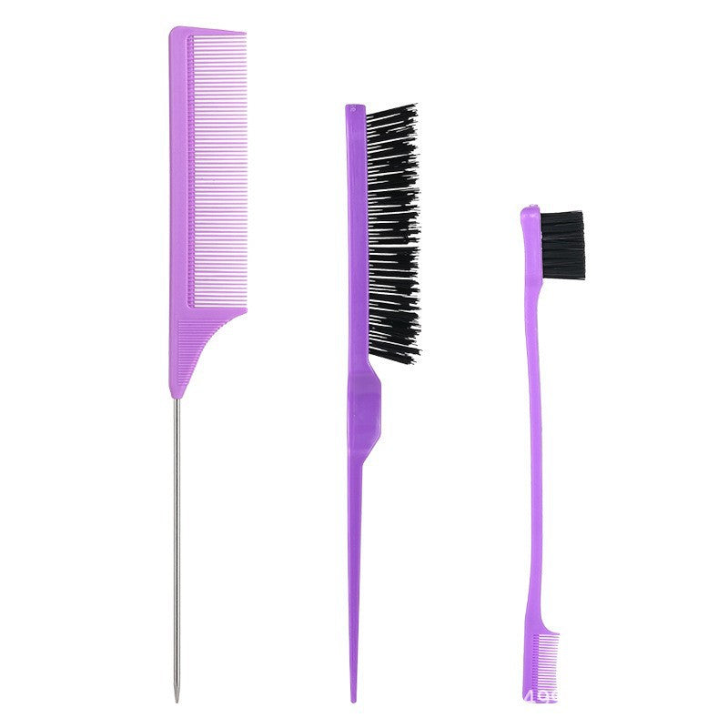 special hairdressing comb three-piece set, hair comb set, eyebrow brush, highlighting tool, pointed tail comb, styling comb wholesale