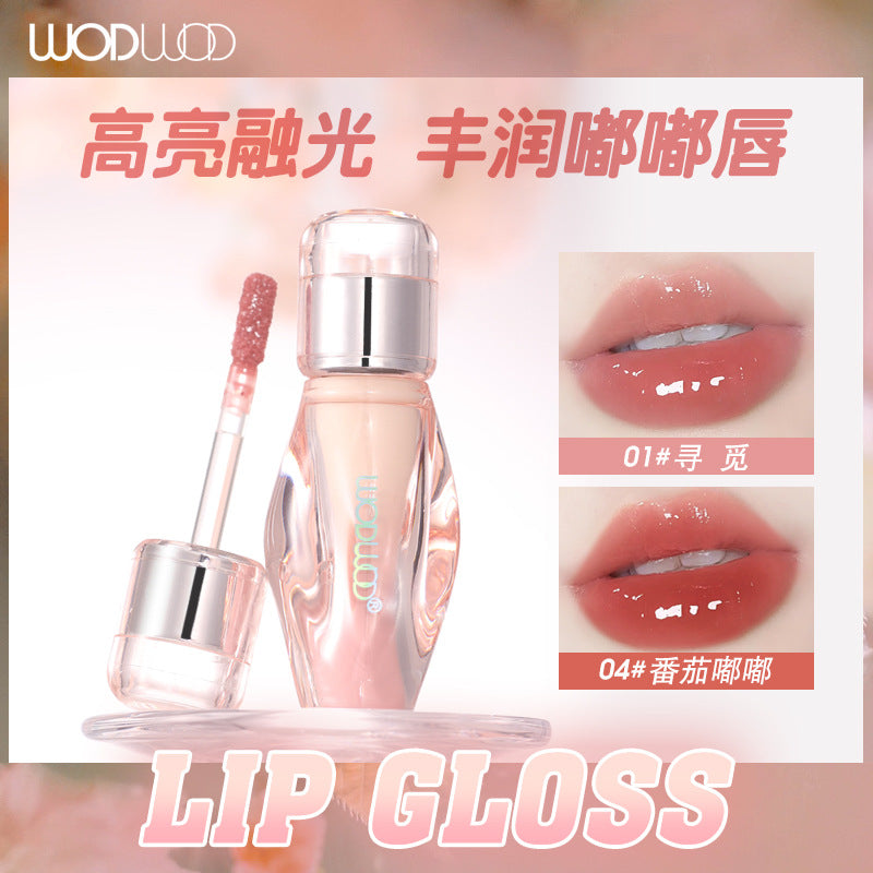 Wodwod water glossy rock candy lip plumping gloss women's mirror pouty lips whitening moisturizing not easy to fade lip oil
