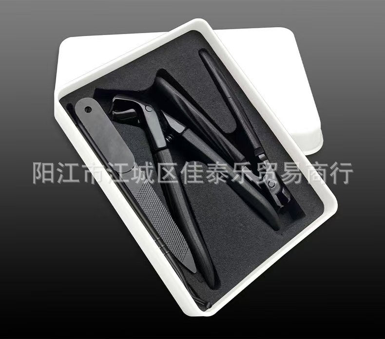 New angled edge nail clippers stainless steel anti-splash wide opening nail clipper set premium nail scissors gift box