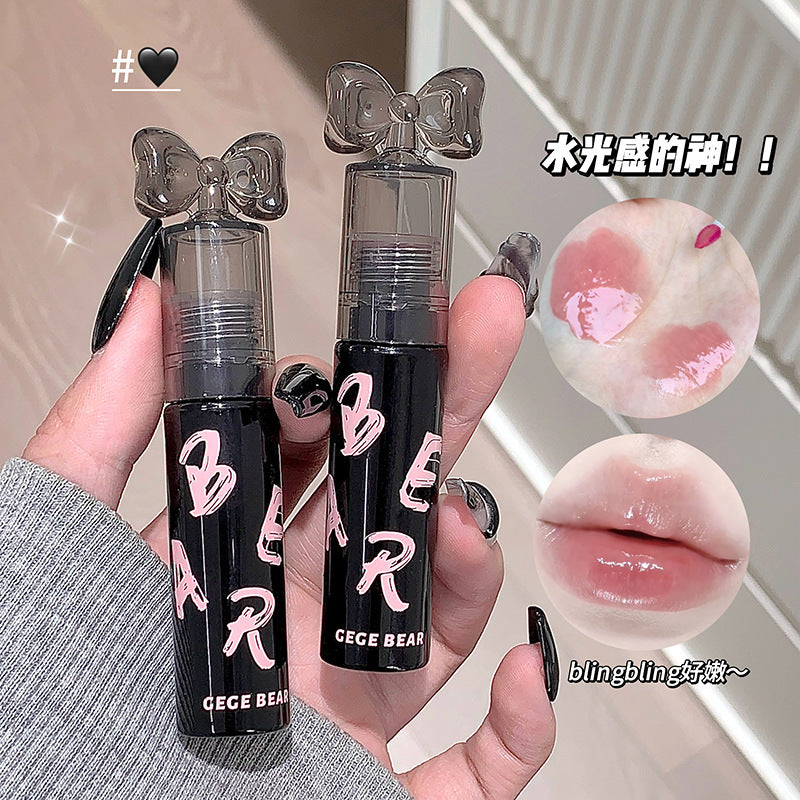 Gege bear crystal clear plumping lip glaze - waterproof, smudge-proof, mirror glass finish, moisturizing lipstick