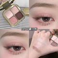 Kakashow four-color eyeshadow palette - shimmer, fine glitter, matte - everyday light makeup, commute-friendly, versatile earth tones