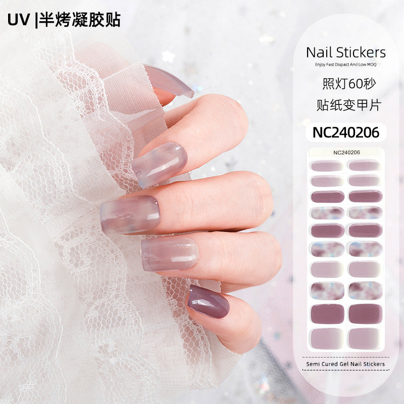 Zhengxiang custom gel nail art stickers french onion powder uv light hardening nail stickers semi-cured christmas wholesale