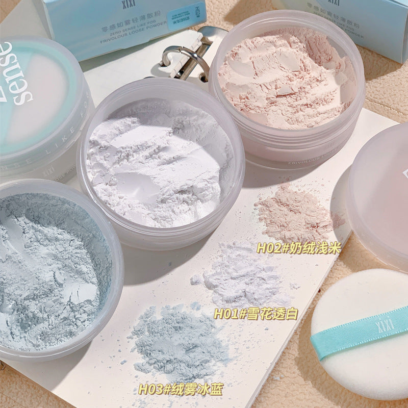Makeup xixi mist-like light loose powder setting powder, long-lasting oil control, waterproof, anti-sweat, non-stick powder, non-removing makeup powder