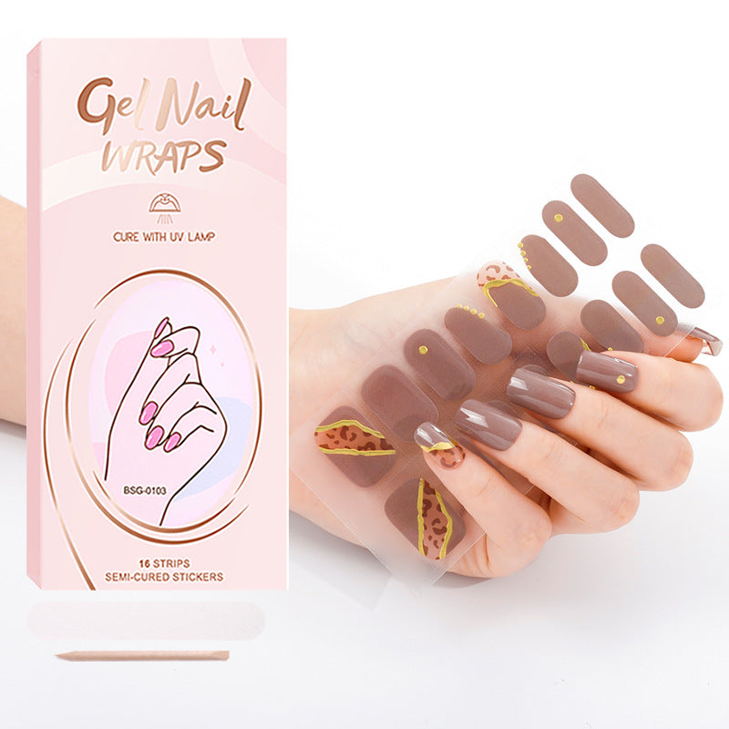 Zhengxiang factory customized gel nail stickers uv semi-cured nail polish glue hot stamping korean semi-cured nail art stickers wholesale