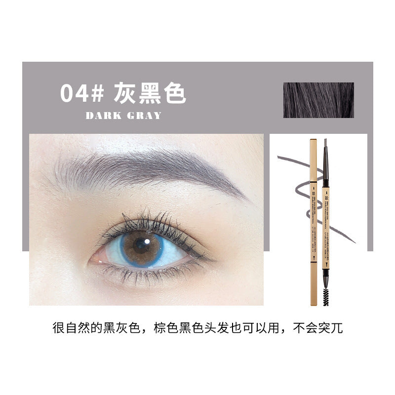Makeup xixi small golden chopsticks double-ended eyebrow pencil extremely small triangle roots clear wild eyebrows waterproof anti-sweat and non-smudge
