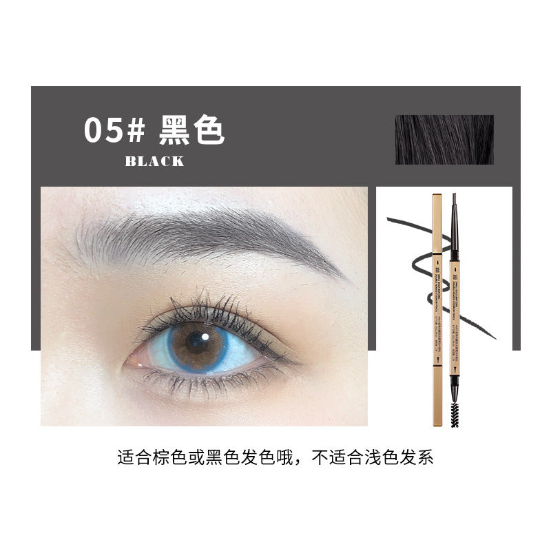 Makeup xixi small golden chopsticks double-ended eyebrow pencil extremely small triangle roots clear wild eyebrows waterproof anti-sweat and non-smudge