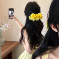 Yi mengling's same style burgundy flower large banana clip moana mermaid style clip classy hair clip