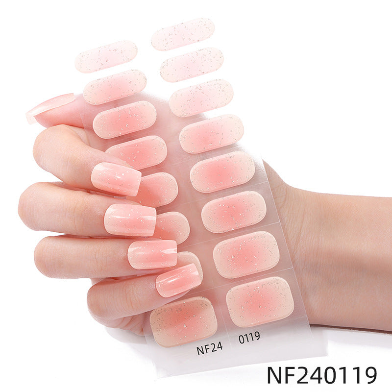 Zhengxiang custom gel nail art stickers waterproof uv light therapy nail polish film ins semi-cured nail stickers wholesale