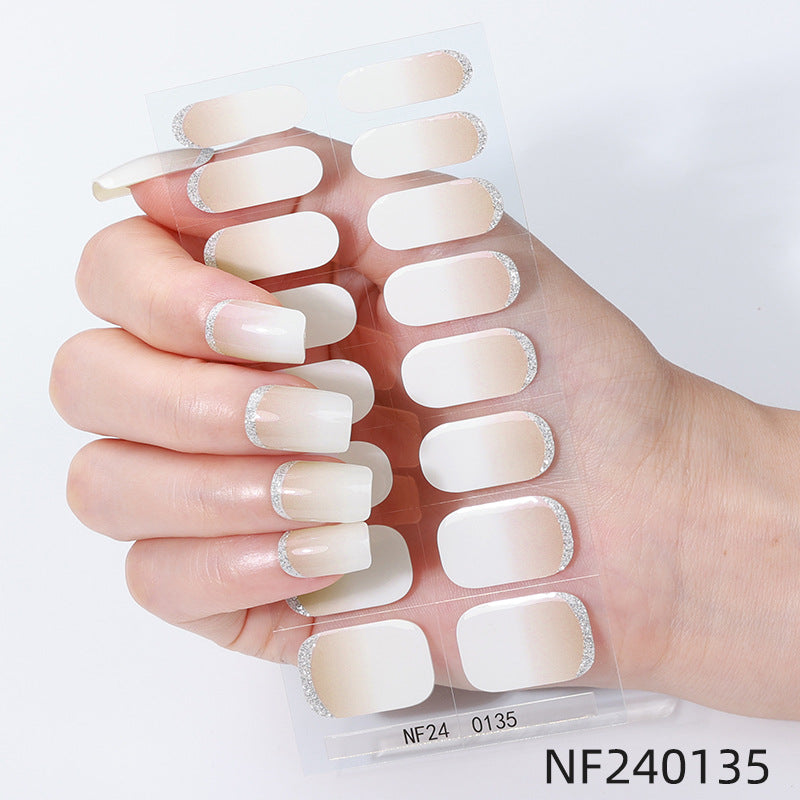 Zhengxiang personalized french gel manicure stickers hot glitter powder fashionuv baking lamp hardening semi-cured nail stickers