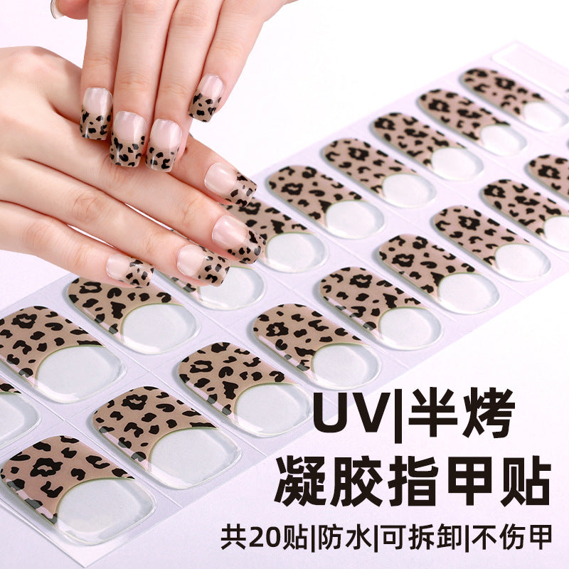 Zhengxiang personalized french gel manicure stickers uv phototherapy semi-cured gel nail stickers gel nail manicure stickers
