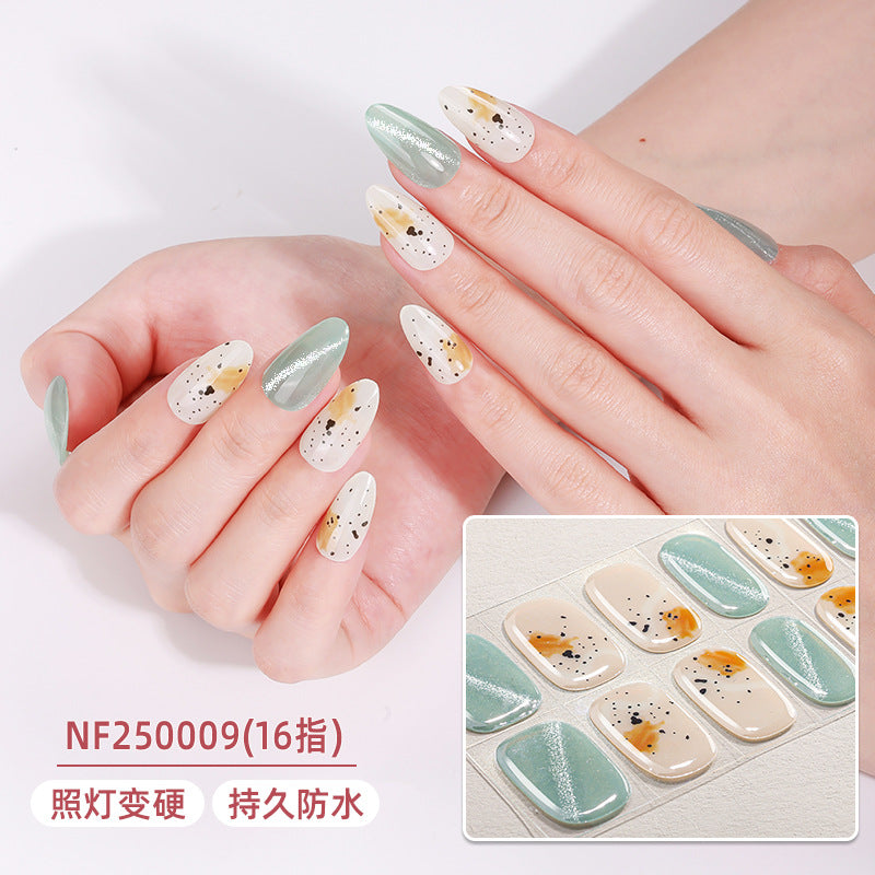 Zhengxiang custom gel nail stickers - european & american leopard print, chasing light cat eye, sparkling uv light, semi-cured nail art stickers, waterproof