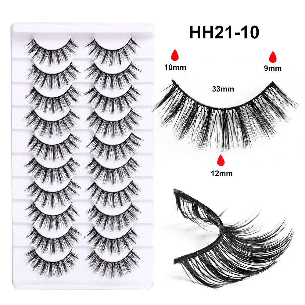 fashion style hard stem false eyelashes southeast asia 3d stereo natural half eye eyelashes flat factory wholesale