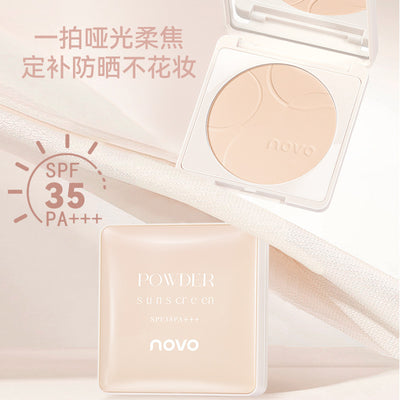 Novo soft matte long-lasting sunscreen powder biscuit - wet & dry dual-use, oil-control, setting powder, concealer, waterproof, sweat-proof, non-caking