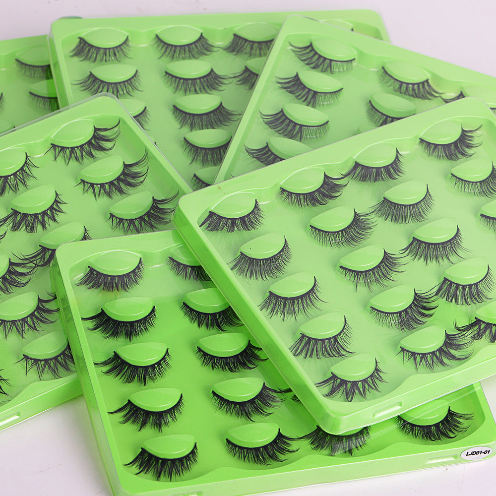 fox style false eyelashes glue style 10 pairs of fashion thick oblique flying stage makeup hard stem false eyelashes one piece