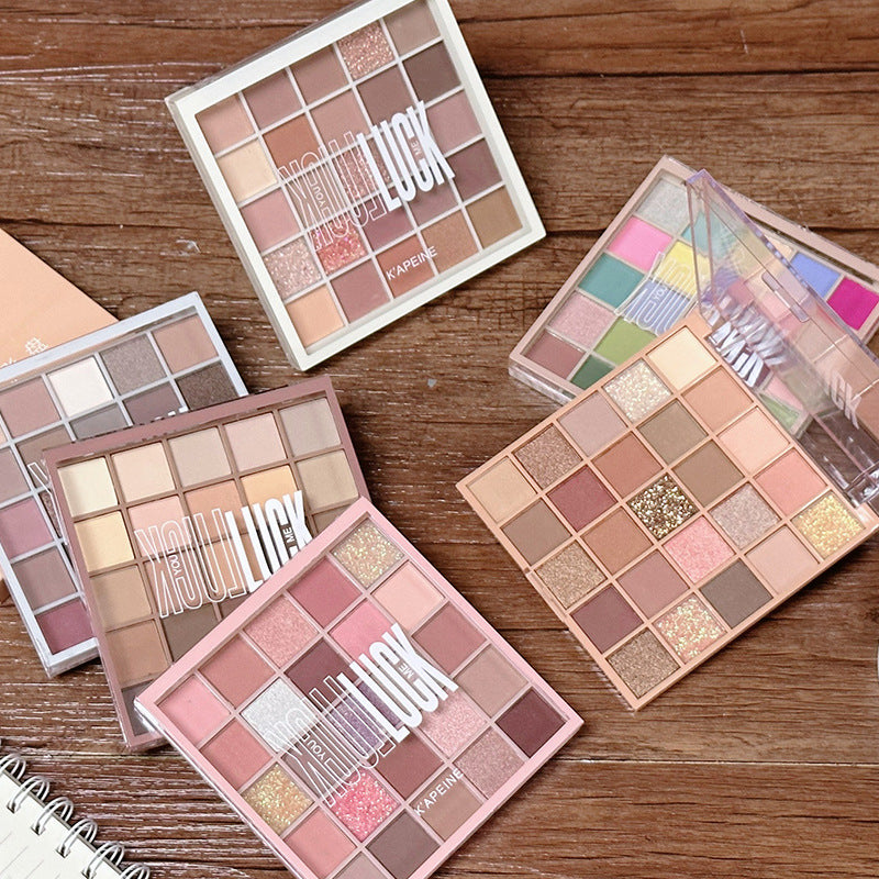 Capel 25-color lucky eyeshadow palette - shimmering, fine glitter, milk tea earth tones - affordable eyeshadow for students