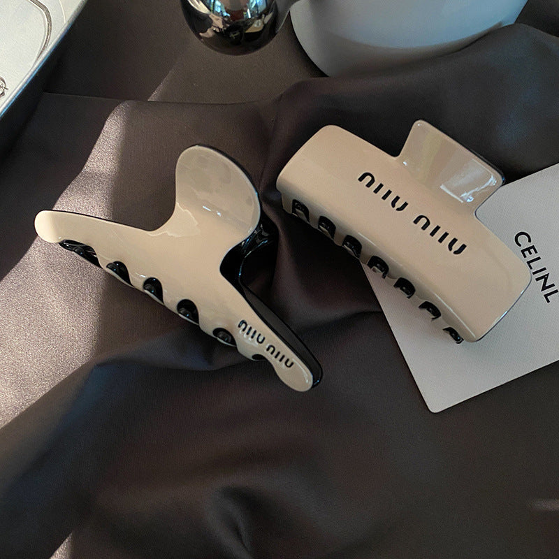 Lazy style ~ french acetic acid gripper work clothing korean high-end double-sided hairpin back of the head hairpin shark clip for women