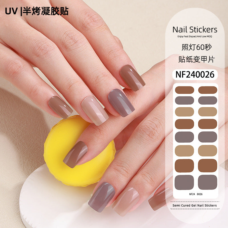 Zhengxiang custom gel nail stickers - european & american style glitter, cat eye, uv light curing, semi-cured nail stickers - waterproof, cross-border wholesale