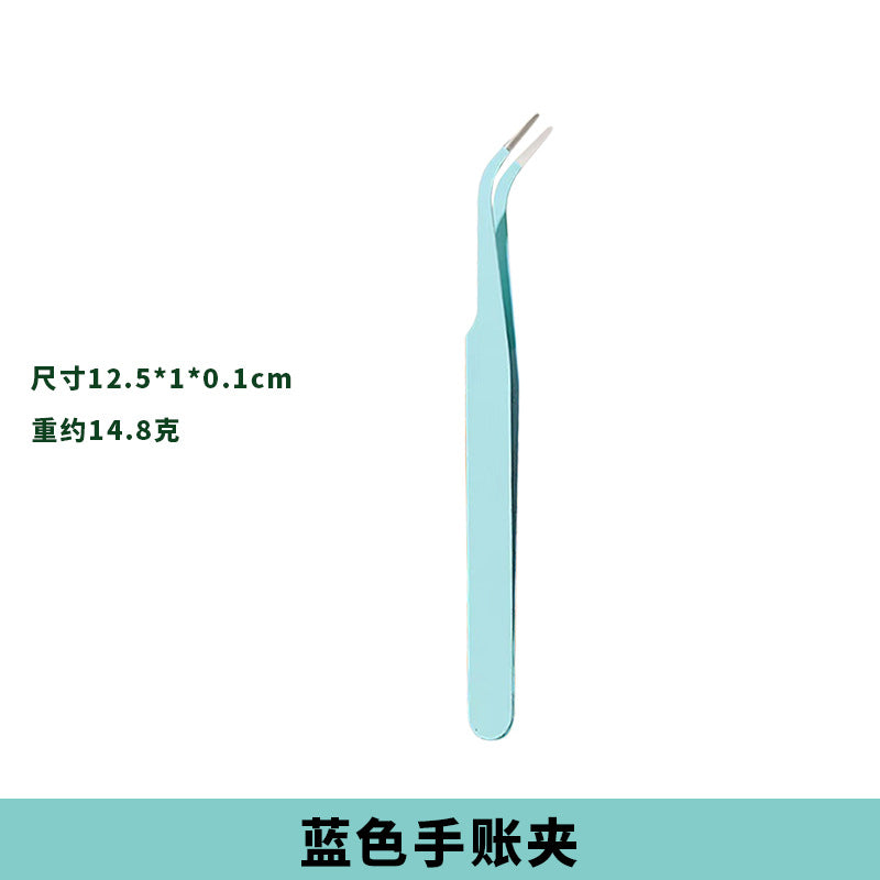 Stainless steel macaron colorful hand tweezers thickened elbow tweezers handmade diy tools hand tweezers