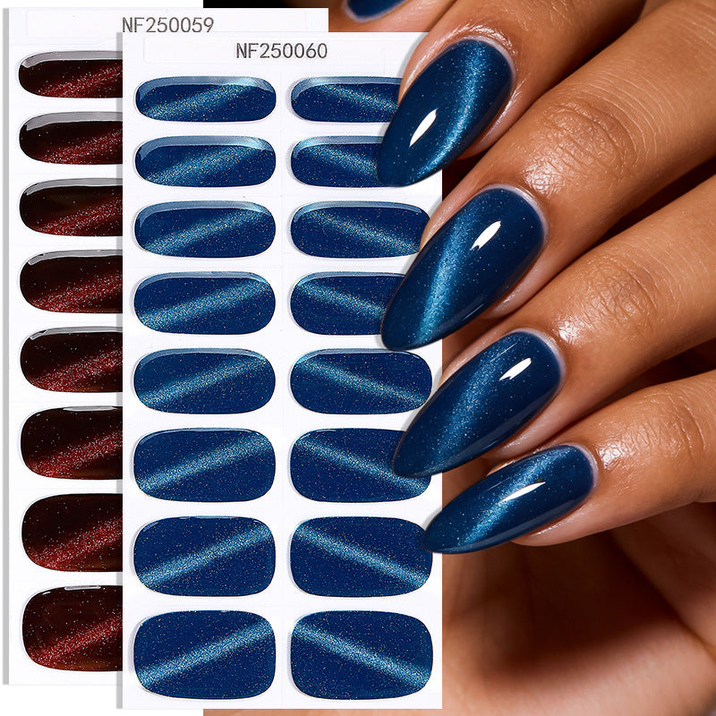 Zhengxiang personalized gel nail stickers waterprooffashion flash cat eye uv semi-cured gel nail stickers gel nail