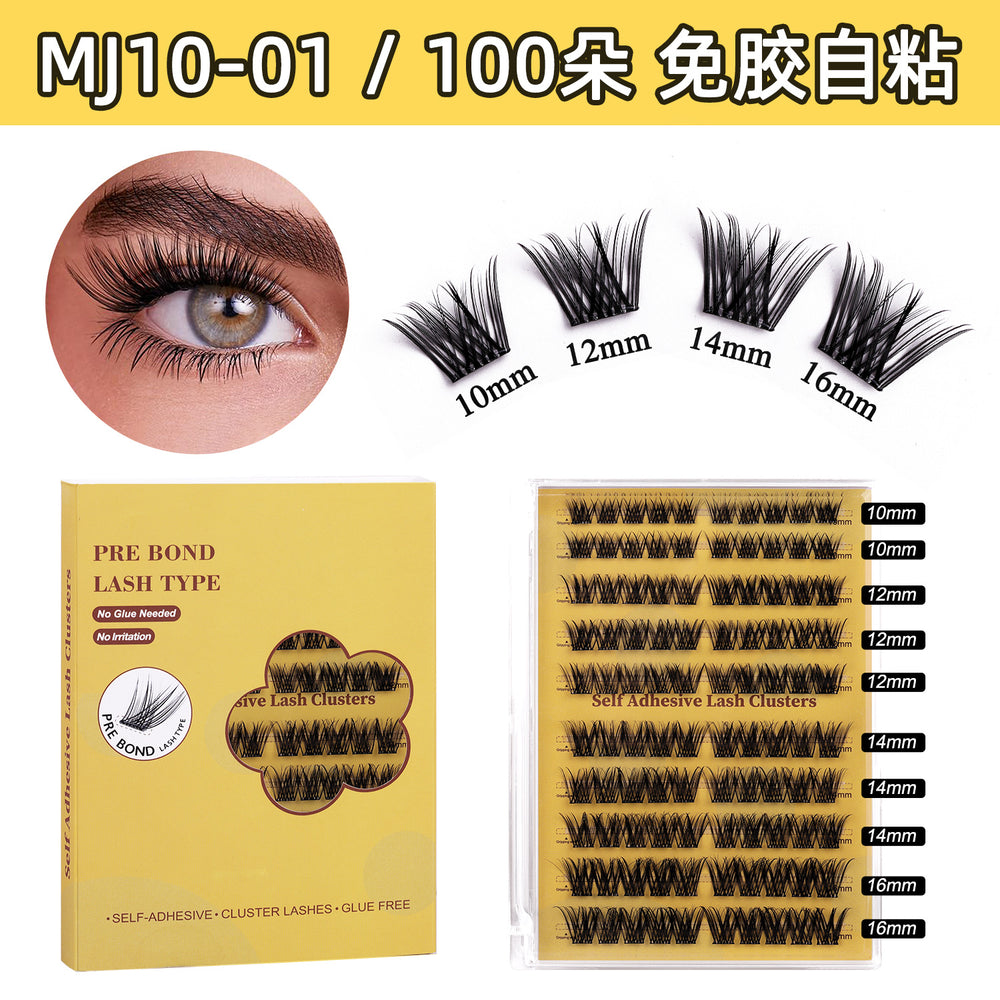 Premium european & american segmented glue-free false eyelashes - 10 rows of dense, self-adhesive, hard band lash extensions set - ready stock wholesale