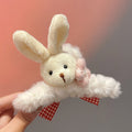 Cartoon rabbit clip high-end stuffed clip cute hair clip 2024 furry bear shark clip hair clip hair accessories