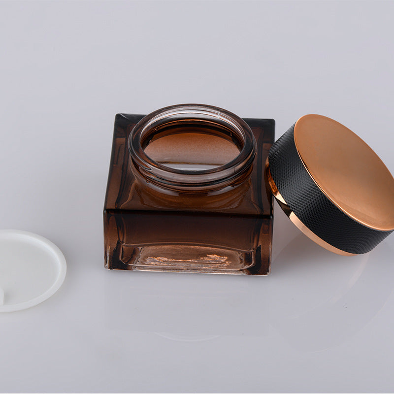 Factory oem customizable glass bottle set: tea, black, skincare, lotion pump head, serum bottle with cap, cream jar