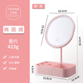 Led storage makeup mirror - smart dimming, home use, lighted plastic desktop vanity mirror, illuminated glass mirror