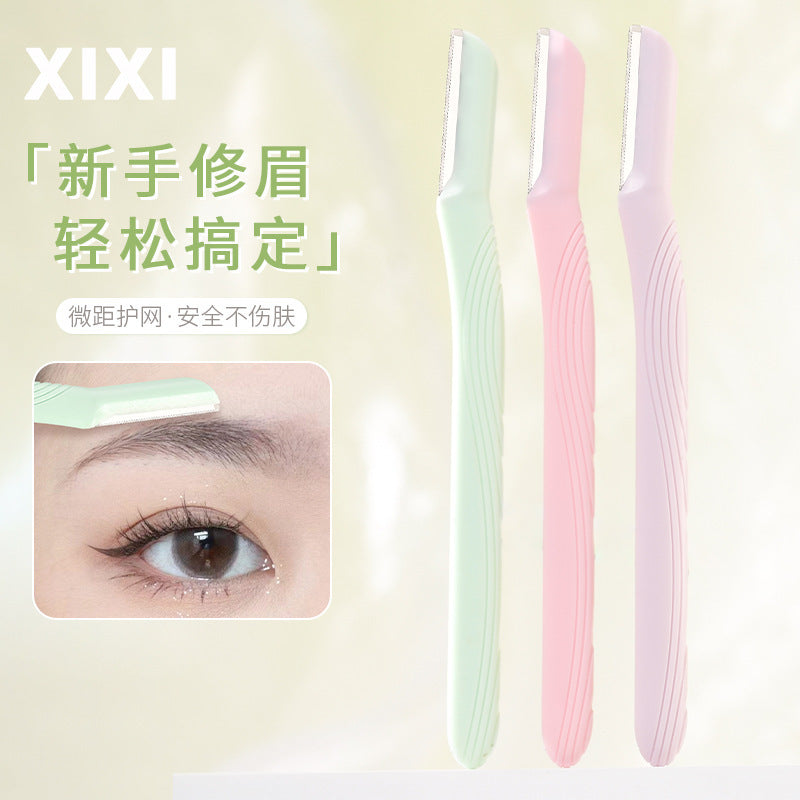 Xixi straight handle micro eyebrow razor - 3-piece set - beginner-friendly, safe, anti-scratch stainless steel eyebrow shaper