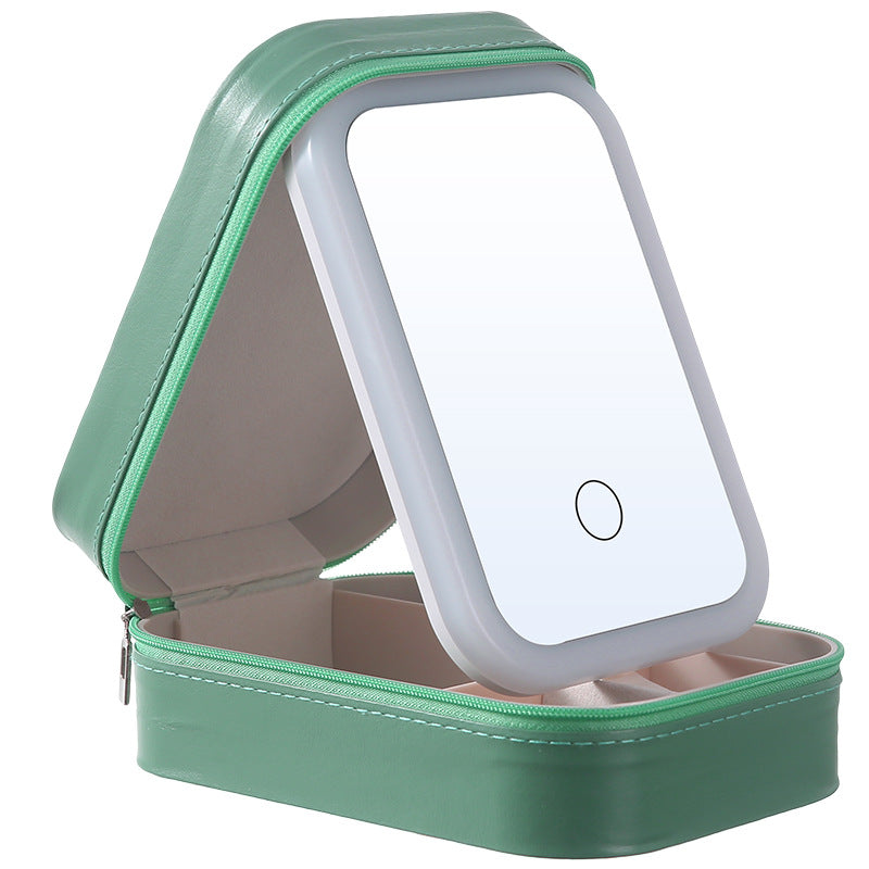 Portable makeup mirror with led light - compact, foldable, and stylish for travel, ins-inspired design, includes carrying case, perfect for dorms and students