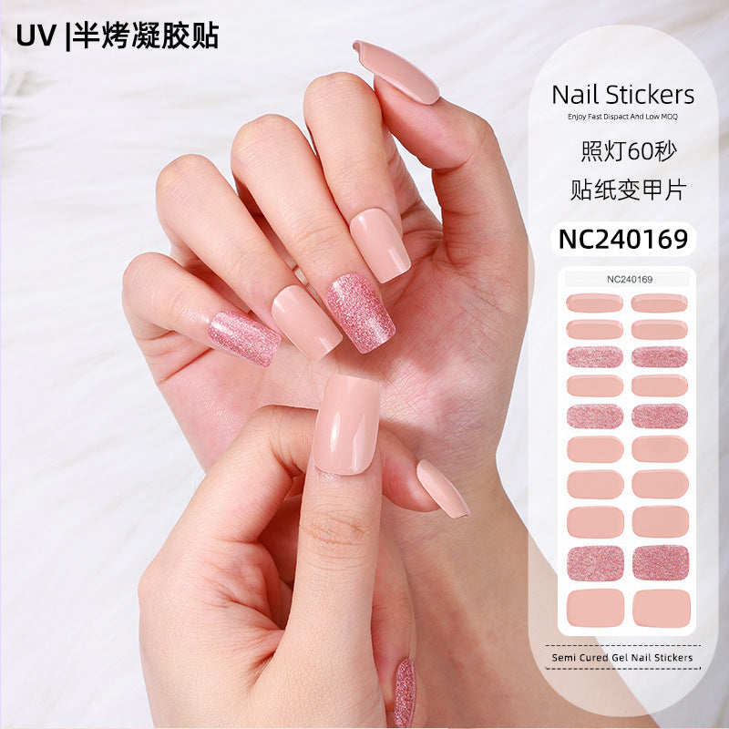 Zhengxiang personalized gel manicure stickers onion powder jumping color nail polish film uv lamp semi-baked semi-cured nail stickers wholesale