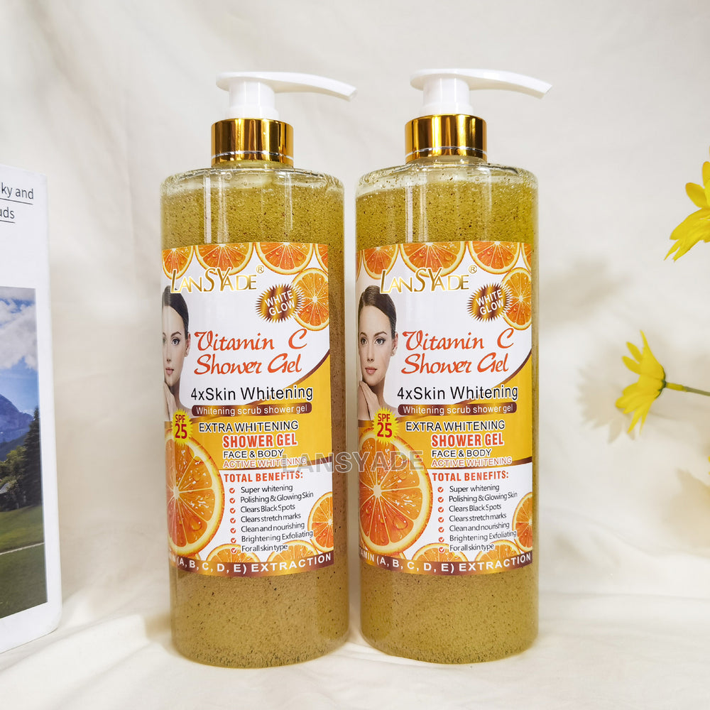 English body wash 1000ml scrub shower gel brightens skin, removes blackness, silky skin, rich foam, exfoliates