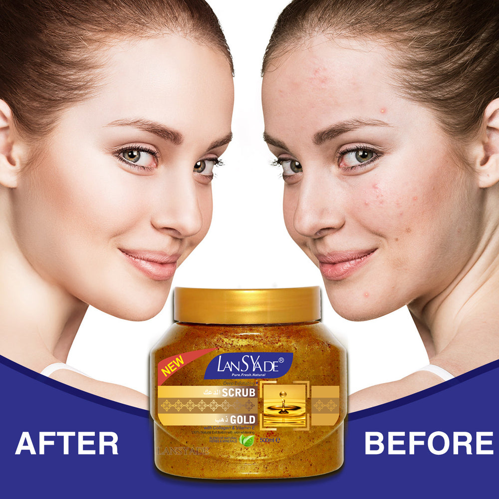 24k gold exfoliating scrub 500g - softens, removes dead skin, cleanses, firms, and exfoliates - wholesale for export