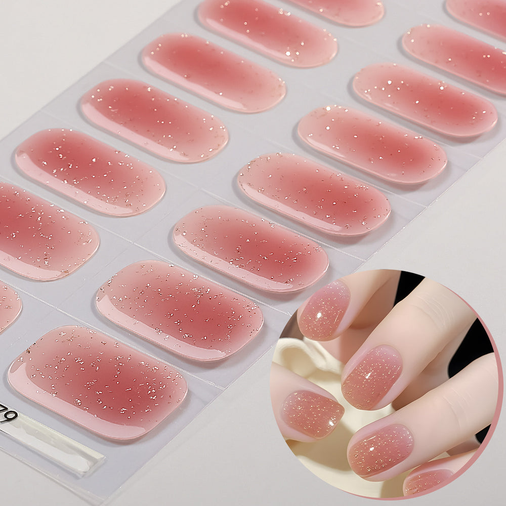 Zhengxiang custom gel nail art stickers waterproof uv light therapy nail polish film ins semi-cured nail stickers wholesale