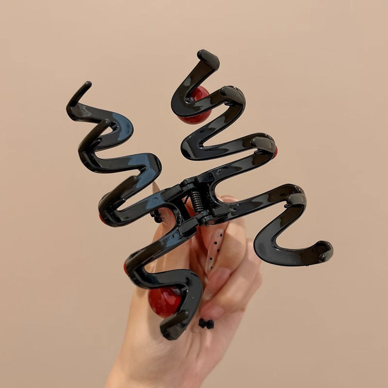 Contrast color wave pearl large clip hair clip fall and winterfashion shark clip 2024new arrivalclassy hair accessories wholesale