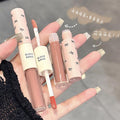 Black nana double-ended lip glaze - pink dew, instant brightening, watery gloss, mirror finish, velvet matte, and creamy lip clay
