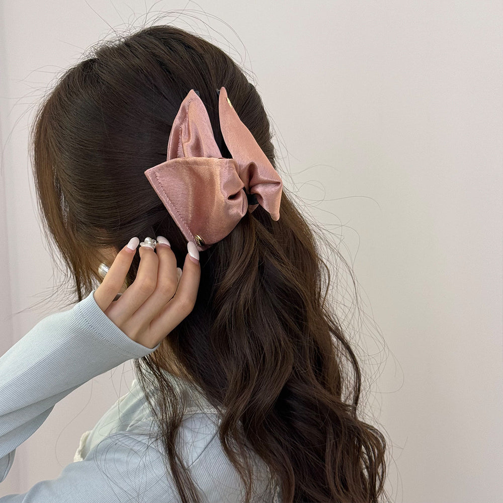 Satin shell triangle clip for women 2025new arrival hair clip back of head hair shark clip elegance half-tied hair clip headwear