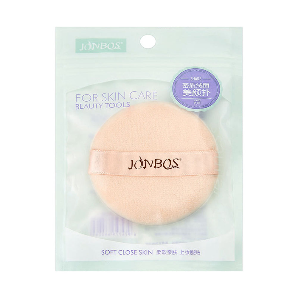 Jonbos flocked powder puff - soft, fluffy, and glides on smoothly for flawless makeup. perfect for setting powder, foundation, and more. use wet or dry for customized coverage. your essential beauty tool