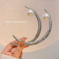 Chinese style crescent moon hairpin, bun head, pearl silver hairpin, classy chinese ancient style crescent moon hairpin, headdress