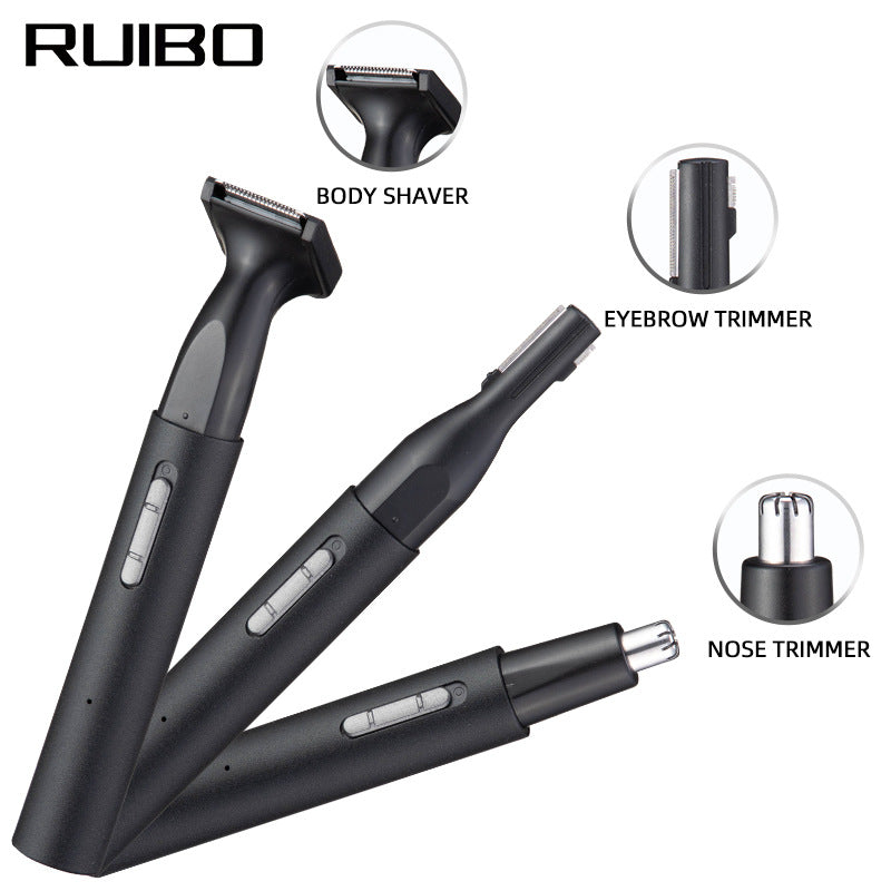 Electric eyebrow trimmer with replaceable blades, nose hair trimmer, 3-in-1 sideburn trimmer, whitening trimmer, washable razor