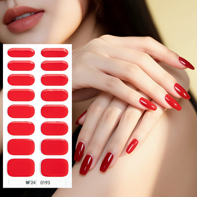 Gel manicure stickers 16 stickers semi-cured phototherapy stickers full stickers semi-baked nail stickers ready-made 5d jewelry ice transparent finished product