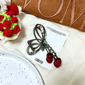 Korean sweet cherry bow hair claw clip - fresh & chic hair styling clip - minimalist & elegant hair accessories for women