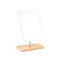 Bamboo wood storage makeup mirror wooden desktop home dressing mirror portable bedroom dormitory for home desktop mirror