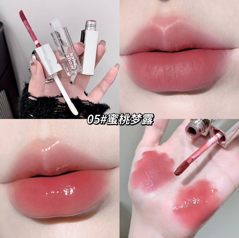 Kakashow double-effect double-ended lip glaze raincoat combination for women matte matte water-glossy mirror non-stick cup not easy to fade