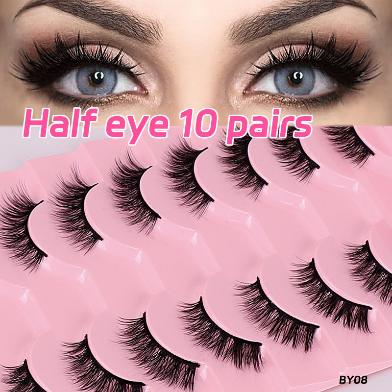 10 pairs natural half false lashes look cat eye lashes 3d